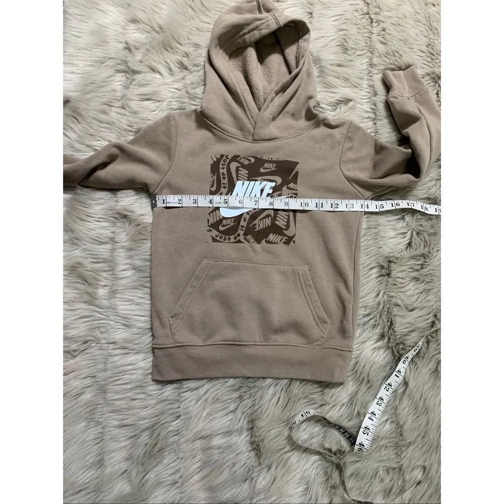 Nike Big Kids Beige Tan Hoodie with Graphic Logo Size  4-5
